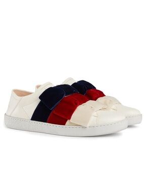 Gucci Ace leather bow slip-on sneakers size 34.5